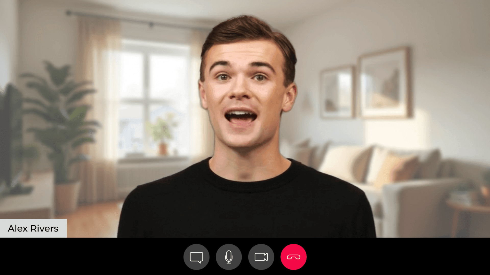 AI-generated video call with a colleague inside the simulation