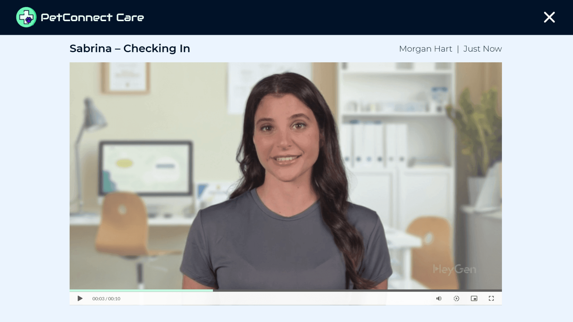 The AI-generated feedback video from Morgan playing back, tailored to the learner’s conversation