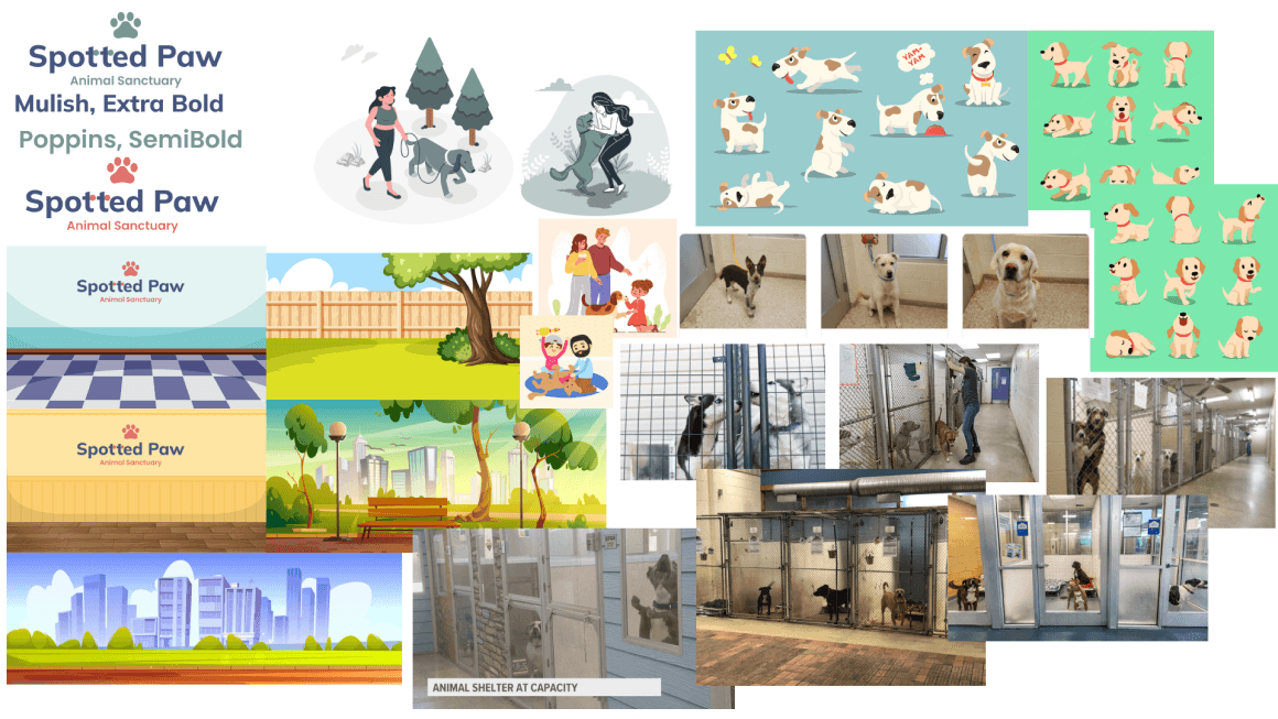 The Walk the Walk mood board pairing illustration with photo-real shelter images